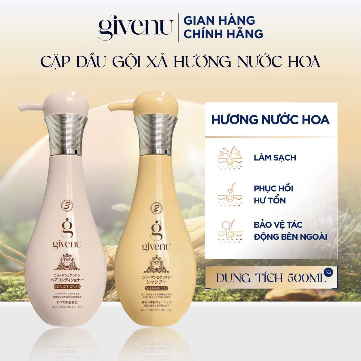 1 CẶP DẦU XẢ GỘI HƯƠNG NƯỚC HOA